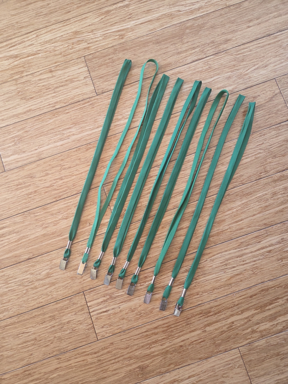 Green Lanyards with Metal Clips - Pack of 9